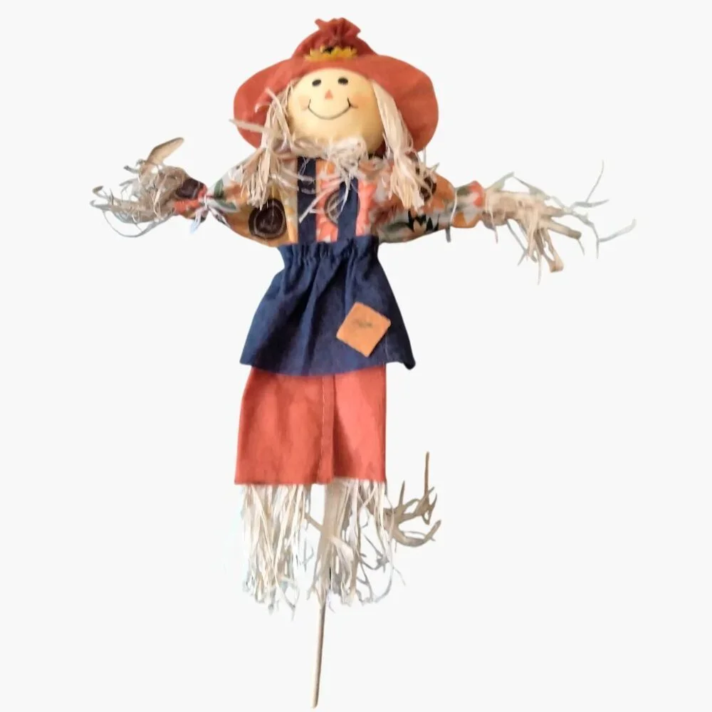 Celebrate Harvest Scarecrow Floral Pick Straw Sunflower Print Autumn Fall